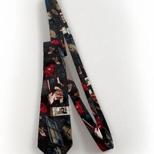 1992 US Open Tennis Tie Duomo Milano Silk Black Vintage Sports Art Italy Vintage
